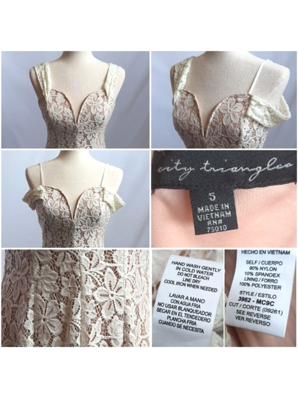 City Triangles Cream Lace Mini Dress - Picture 5 of 16